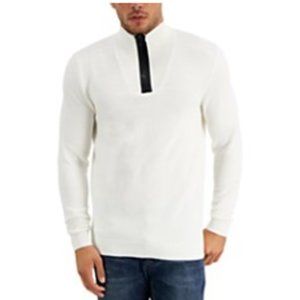 NWT Alfani Men's Quarter-Zip Sweater, Created for Macy's, Ivory Size Medium